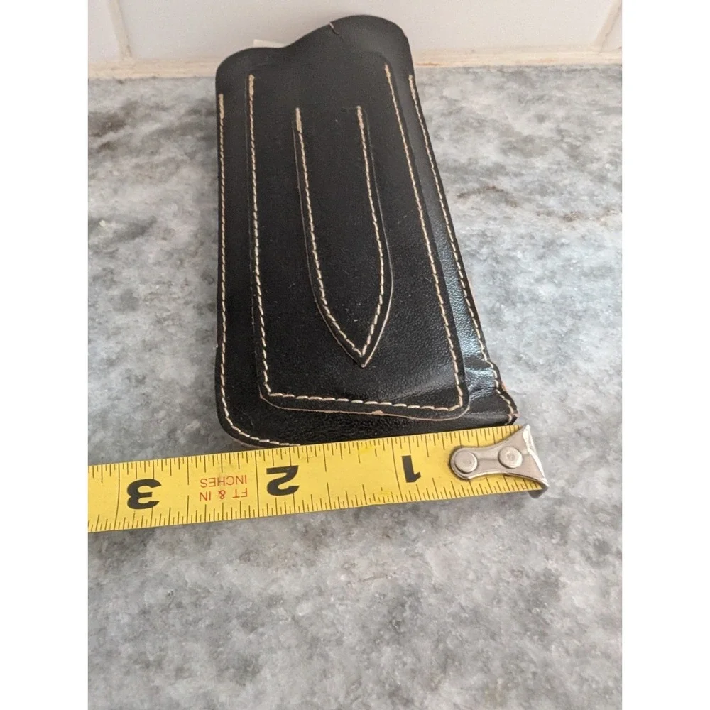Black Leather‎ Pouch With Snap, Made In Germany With A Small Bristle Brush